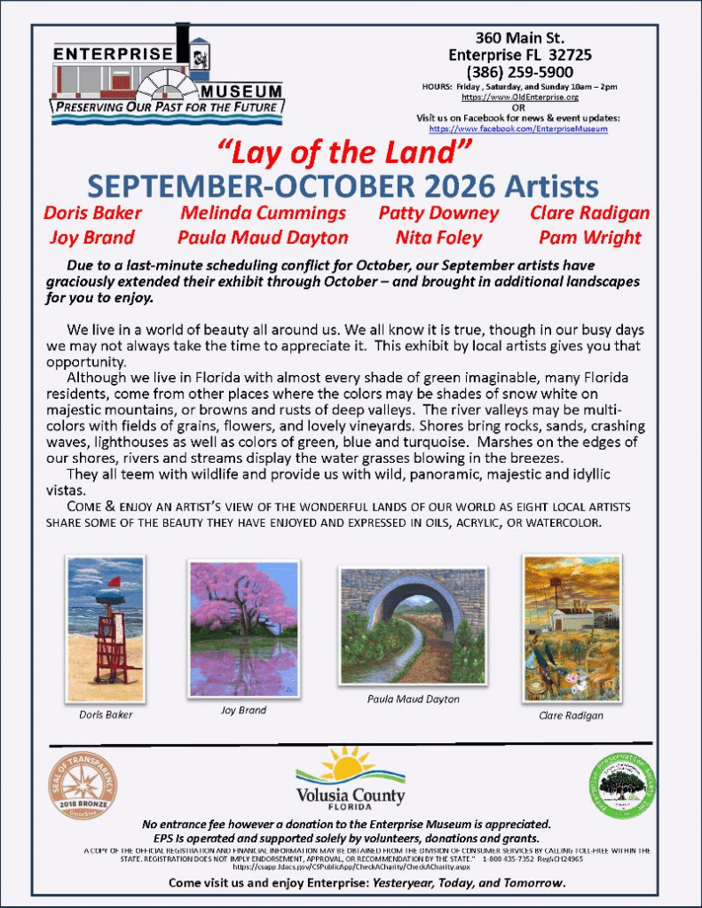 Lay of the Land: September-October 2026 Artists